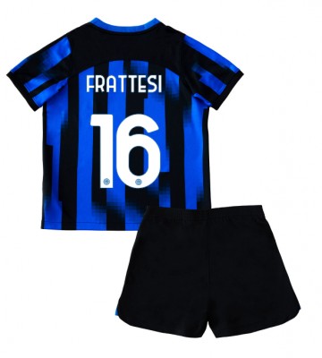 Inter Milan Davide Frattesi #16 Hemmaställ Barn 2023-24 Kortärmad (+ Korta byxor)